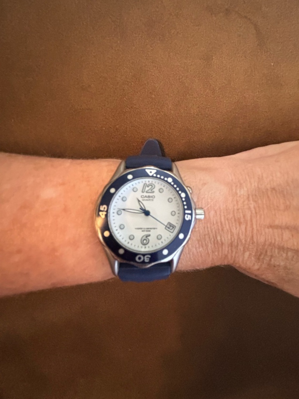 Casio Navy Blue Silicone Sport Watch with White Dial